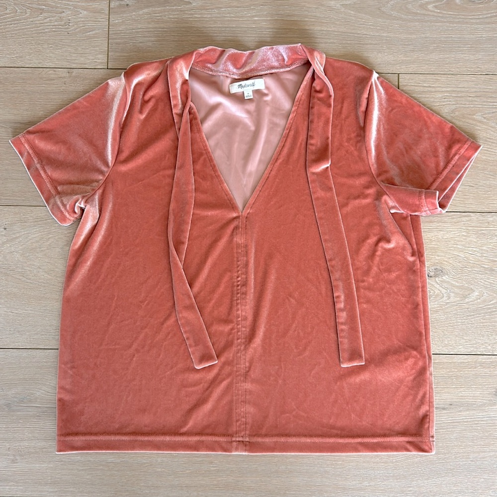 Madewell. Velvet tie-neck blouse.